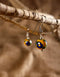 Single Blue Pottery Bead Earring (Yellow)
